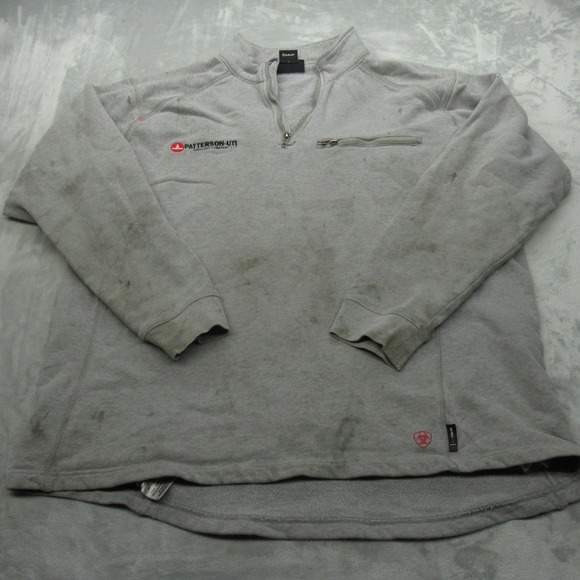 Ariat FR Sweatshirt Mens XL Tall Gray CAT 2 Zip Knit Work Flame Resistant Logo * - Picture 1 of 15
